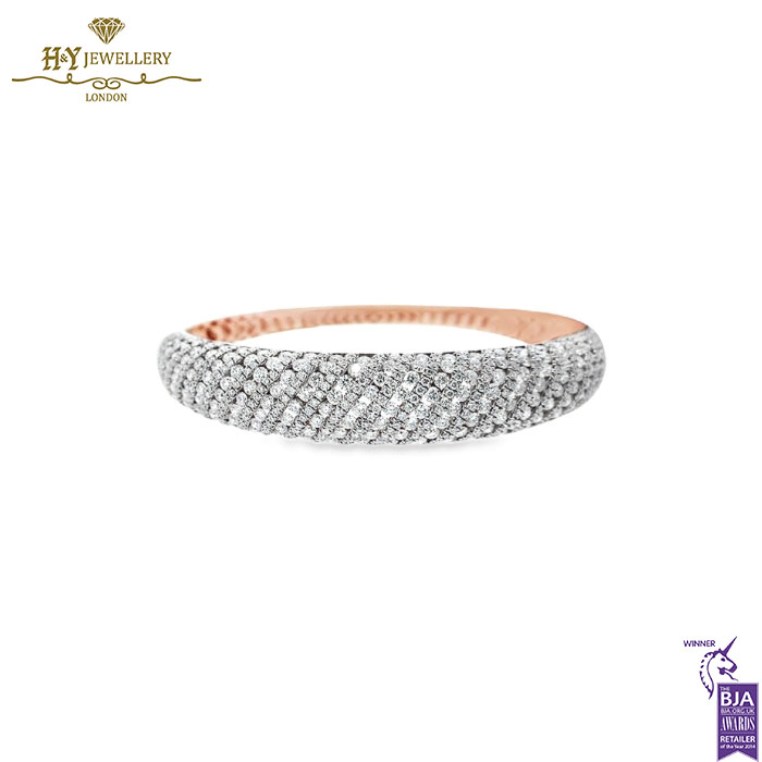 Rose Gold Brilliant Cut Diamond Bangle - 5.40ct-0