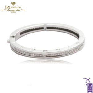 White Gold Brilliant Cut Diamond Bvlgari Bangle - 1.60 ct-0