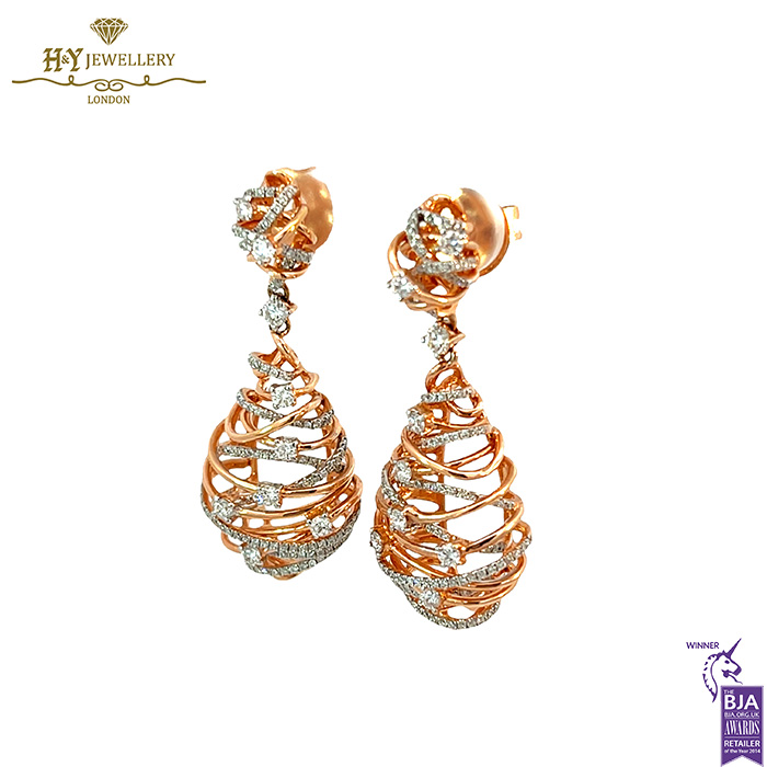 Rose Gold Brilliant Cut Diamond Earrings - 1.53ct-17135