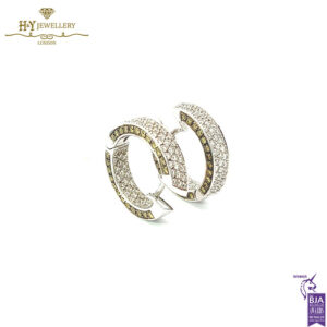 White Gold Brilliant Cut Cognac & Colorless Diamond Earrings - 3.94ct-17249