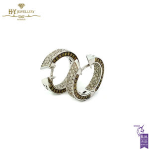 White Gold Brilliant Cut Cognac & Colorless Diamond Earrings - 3.94ct-17250