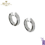 White Gold Brilliant Cut Cognac & Colorless Diamond Earrings - 3.94ct-0