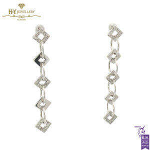 White Gold Brilliant Cut Diamond Drop Earrings - 0.38ct-17365