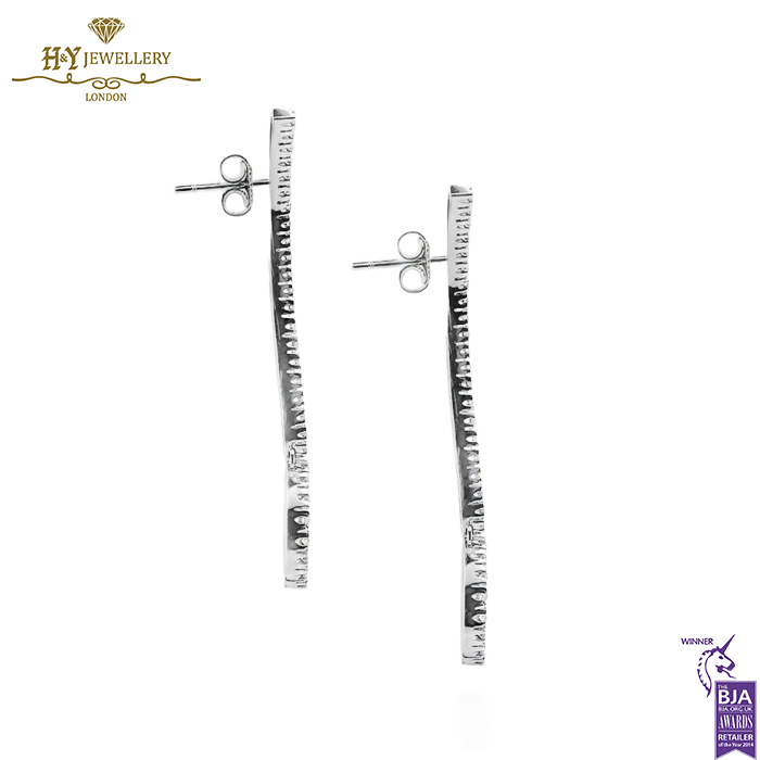 White Diamond Brilliant Cut Diamond Drop Circle Earrings - 0.90ct-14462