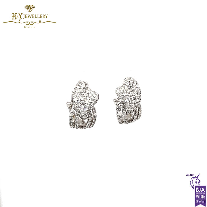 White Gold Brilliant Cut Diamond Sweeping Stud Earrings -1.49ct-17253
