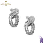 White Gold Brilliant Cut Diamond Sweeping Stud Earrings -1.49ct-0