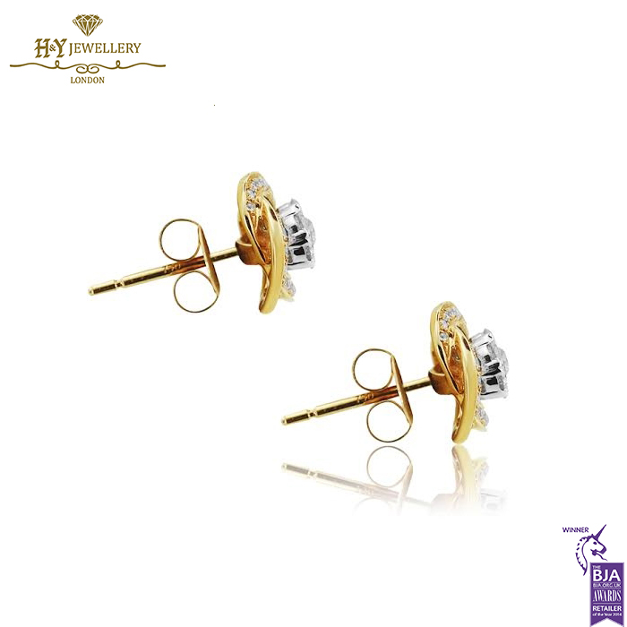 Rose Gold Brilliant Cut Diamond Earrings - 0.64 ct-14483