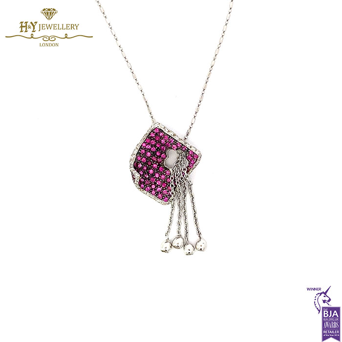 White Gold Brilliant Cut Amethyst & Diamond Pendant - 2.33ct-17265