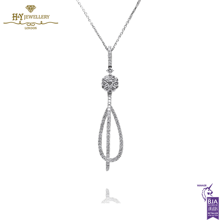 White Gold Brilliant Cut Diamond Geometric Shape Pendant - 0.59 ct-0