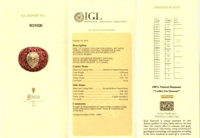 Yellow Gold Mix Cut Diamond & Brilliant Cut Ruby Filigree Design Ring - 10.50ct-10854