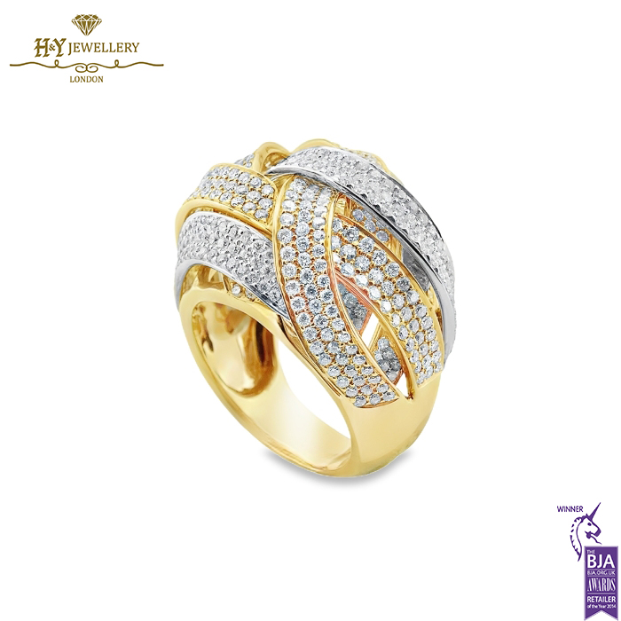 Yellow & White Gold Brilliant Cut Diamond Ring - 3.67ct-14008