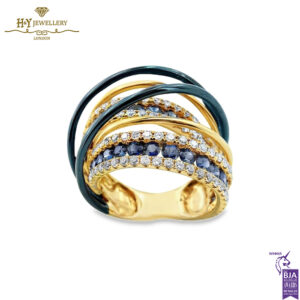 Rose Gold Brilliant Cut Blue Sapphire & Diamond Ring - 3.02ct-0