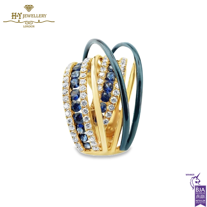 Rose Gold Brilliant Cut Blue Sapphire & Diamond Ring - 3.02ct-14005