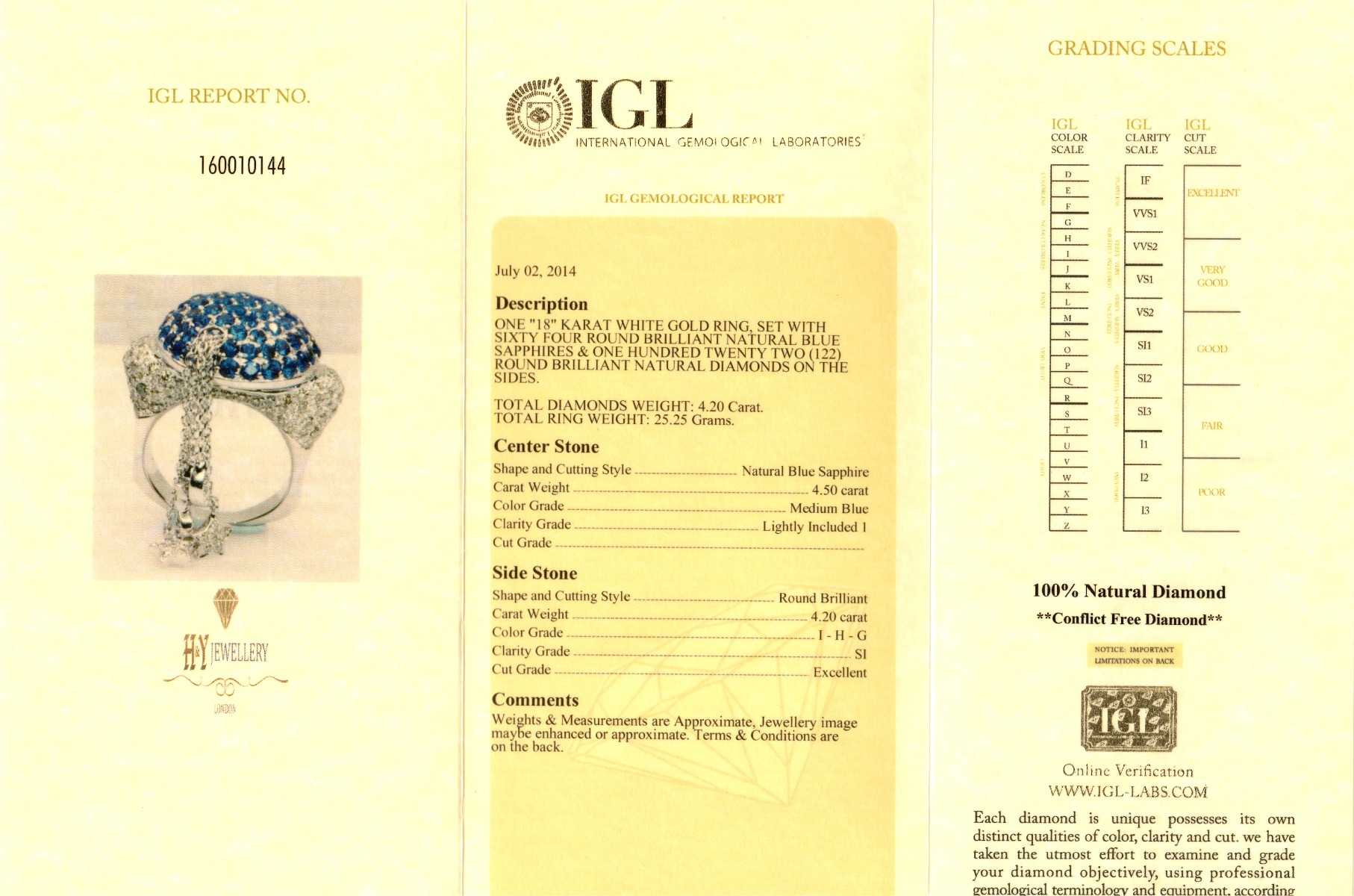 White Gold Brilliant Cut Sapphire & Diamond - Moon and Stars Shape Ring - 8.70ct-10855