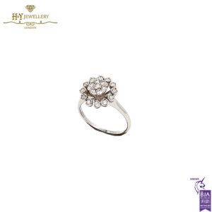 White Gold Brilliant Cut Diamond Floral Shape Engagement Ring - 0.41ct-17556