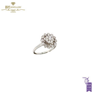 White Gold Brilliant Cut Diamond Floral Shape Engagement Ring - 0.41ct-17555