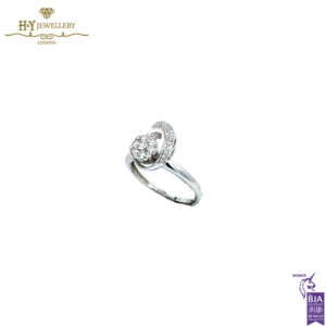 White Gold Brilliant Cut Diamond Tear Drop Shape Engagement Ring - 0.47ct-17630