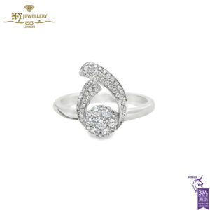 White Gold Brilliant Cut Diamond Tear Drop Shape Engagement Ring - 0.47ct-0