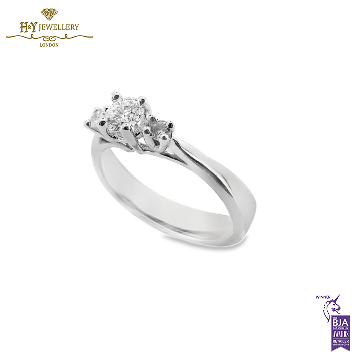 White Gold Brilliant Cut Diamond Classic Engagement Ring - 0.31ct-14306