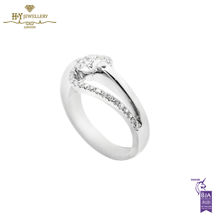 White Gold Brilliant Cut Diamond Engagement Ring - 0.51ct-14315