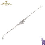 White Gold Brilliant Cut Diamond Leaf Bracelet - 1.53ct-0