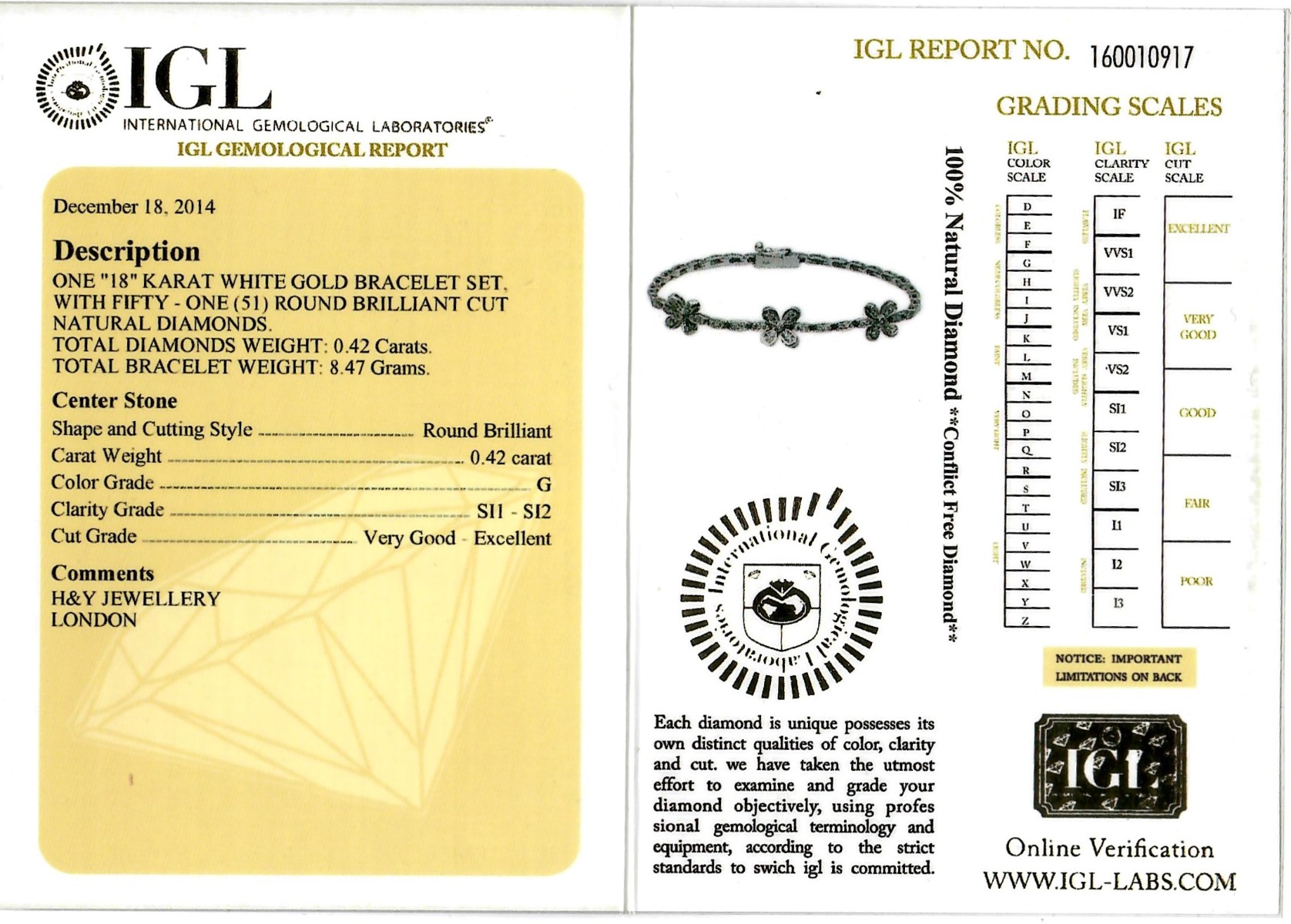 White Gold Brilliant Cut Diamond Flower Bracelet - 0.42ct -11774