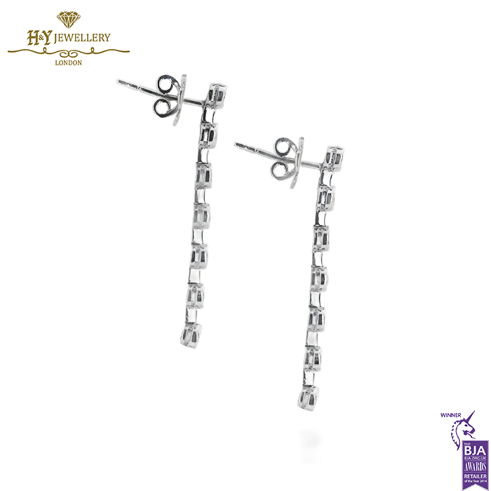 White Gold Classic Round Cut Diamond Drop Earrings - 0.62ct-14481