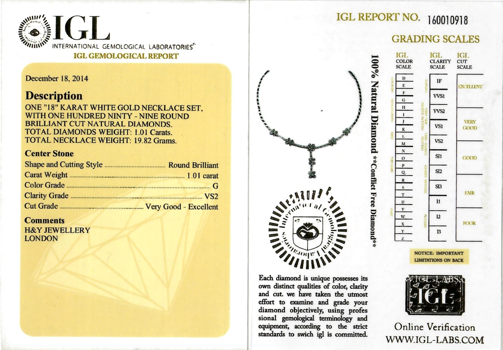 White Gold Brilliant Cut Diamond Flower Design Necklace - 1.01ct-11778