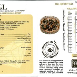 Rose Gold Pear Cut Natural Fancy Brown & Brilliant Cut Diamond Ring - 6.54ct-11456