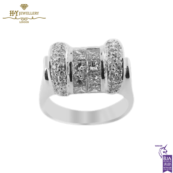 White Gold Princess & Brilliant Cut Diamond Ring - 2.31ct-0