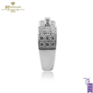 White Gold Brilliant & Princess Diamond - Art Deco Bridge Wave Ring - 1.10ct-14127