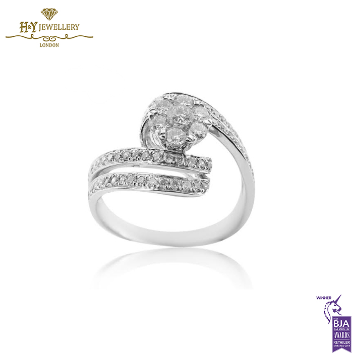White Gold Brilliant Cut Diamond Ring - 0.65 ct-0
