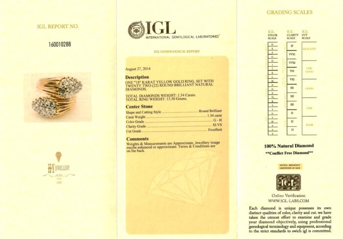 Yellow Gold Brilliant Cut Diamond Ring - 1.54ct-11792