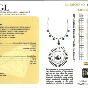 White Gold Heart Cut Emerald & Brilliant Cut Diamond Necklace & Earring Set - 10.42ct-11552