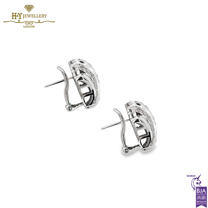 White Gold Brilliant Cut Diamond Earrings - 0.80ct-14448