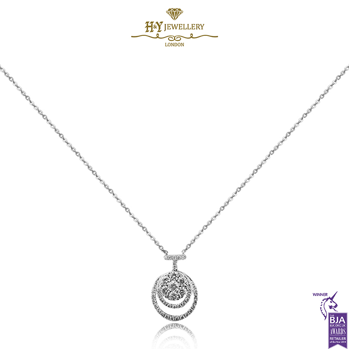 White Gold Brilliant Cut Diamond Necklace - 0.48ct-0