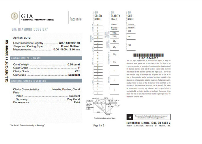 White Gold Brilliant Cut Solitaire Engagement Ring - 0.50ct-10789