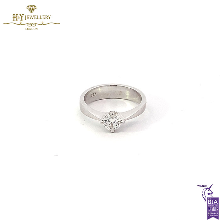 White Gold Brilliant Cut Diamond Solitaire Ring - 0.50ct-17287