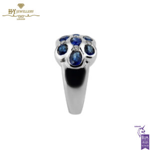 White Gold Oval Cut Sapphire & Brilliant Cut Diamond Ring - 2.38ct-14741