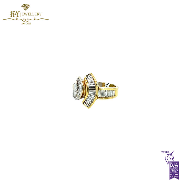 Yellow Gold Baguette Cut Diamond Ring - 2.12ct-17618