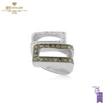 White Gold Brilliant Cut Fancy Yellow Brown & White Diamond Ring - 1.40ct-0