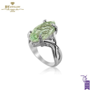 White Gold Marquise Cut Quartz & Brilliant Cut Diamond Ring - 0.23ct-14169