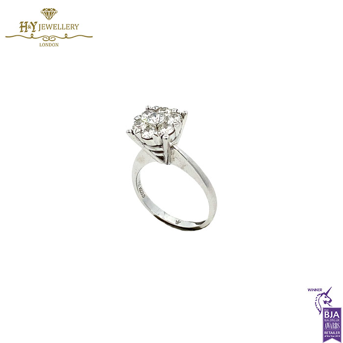 White Gold Brilliant Cut Diamond Engagement Ring - 0.98ct-17557