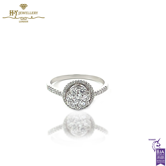 White Gold Brilliant Cut Diamond Engagement Ring - 0.55ct-17726