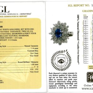 White Gold Oval Cut Tanzanite & Marquise with Brilliant Cut Diamond Ring - 3.82ct-11795