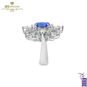 White Gold Oval Cut Tanzanite & Marquise with Brilliant Cut Diamond Ring - 3.82ct-14335