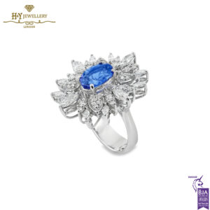 White Gold Oval Cut Tanzanite & Marquise with Brilliant Cut Diamond Ring - 3.82ct-14336