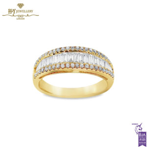 Rose Gold Baguette & Brilliant Cut Diamond Half Eternity Ring - 0.57ct-0