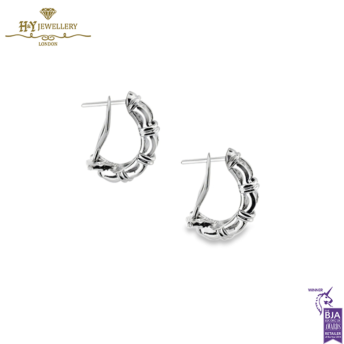 White Gold Princess Cut Diamonds Hoop Earrings - 1.02ct-14455