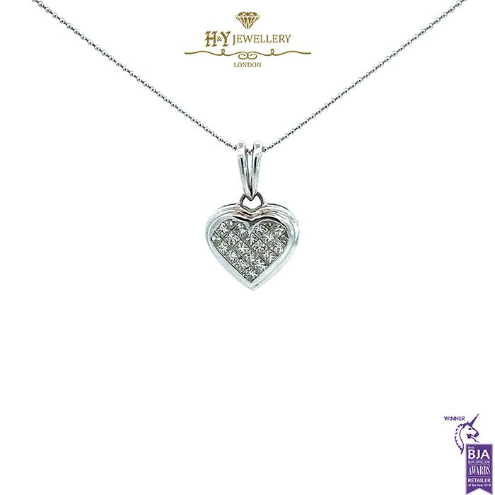 White Gold Brilliant Cut Diamond Heart Shape Pendant - 1.10ct-17350